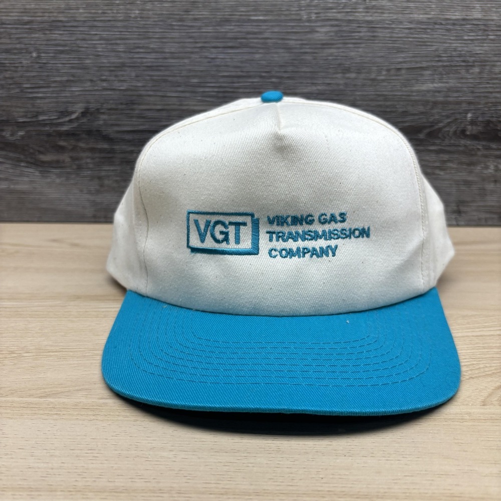 Viking Gas Transmission Company Hat Cap Snap Back White Blue Advertising Mens